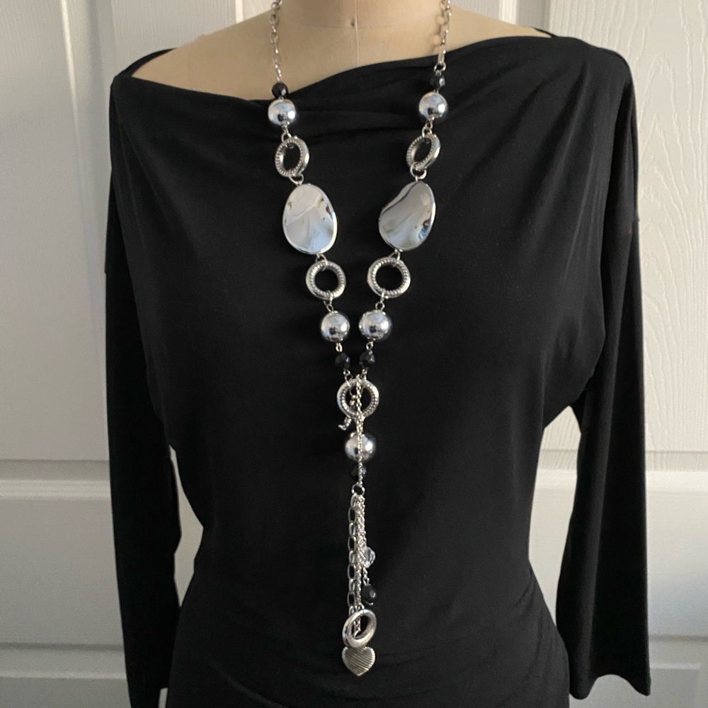 Black Crystalized Beads Necklace